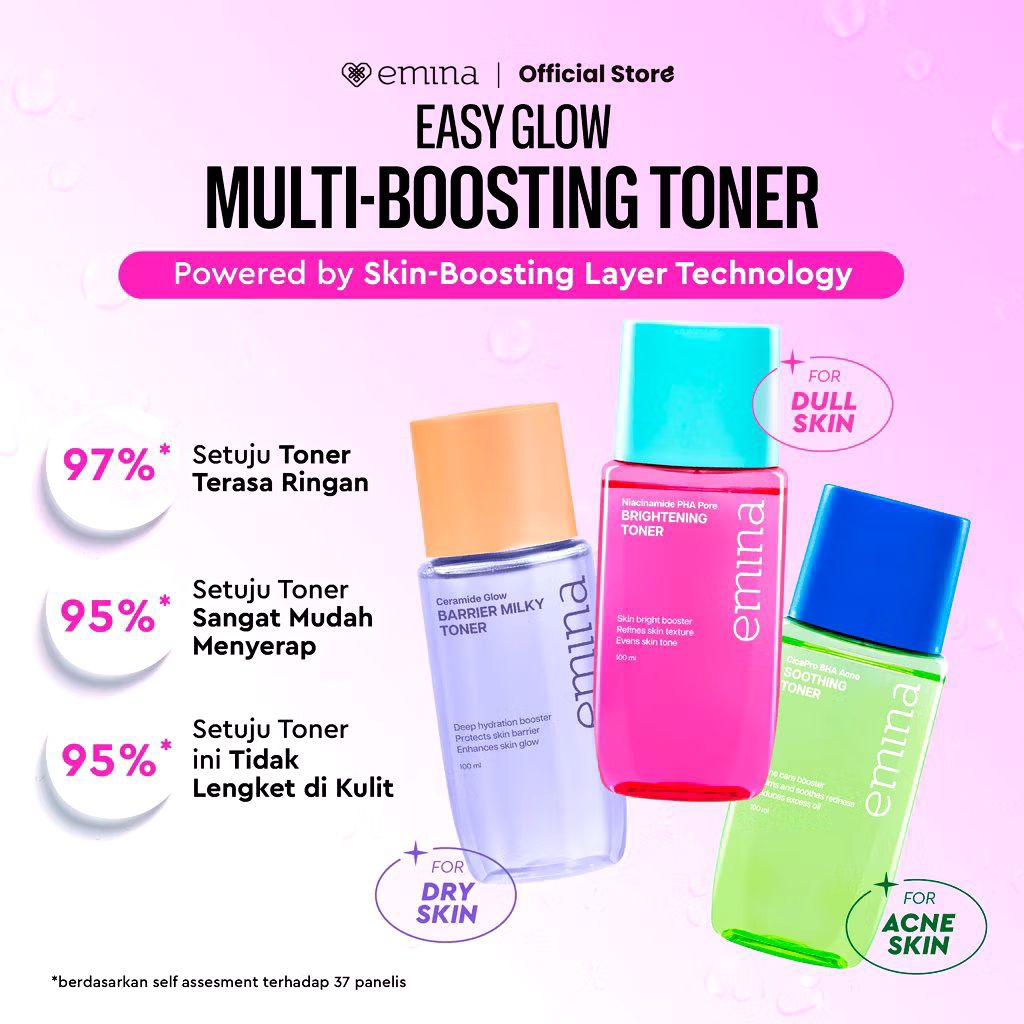Emina toner | Emina shooting toner | Emina barrier milky toner | toner untuk kulit kusam berjerawat 