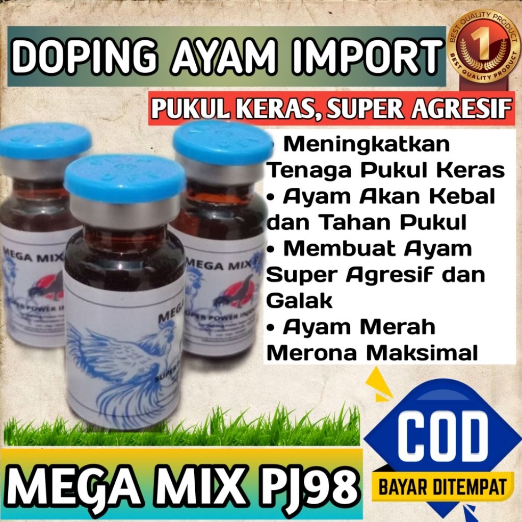 Doping Ayam Aduan MEGA MIX PJ98 Sambung Taji Import Original Obat Injeksi Meningkatkan Stamina Ayam 