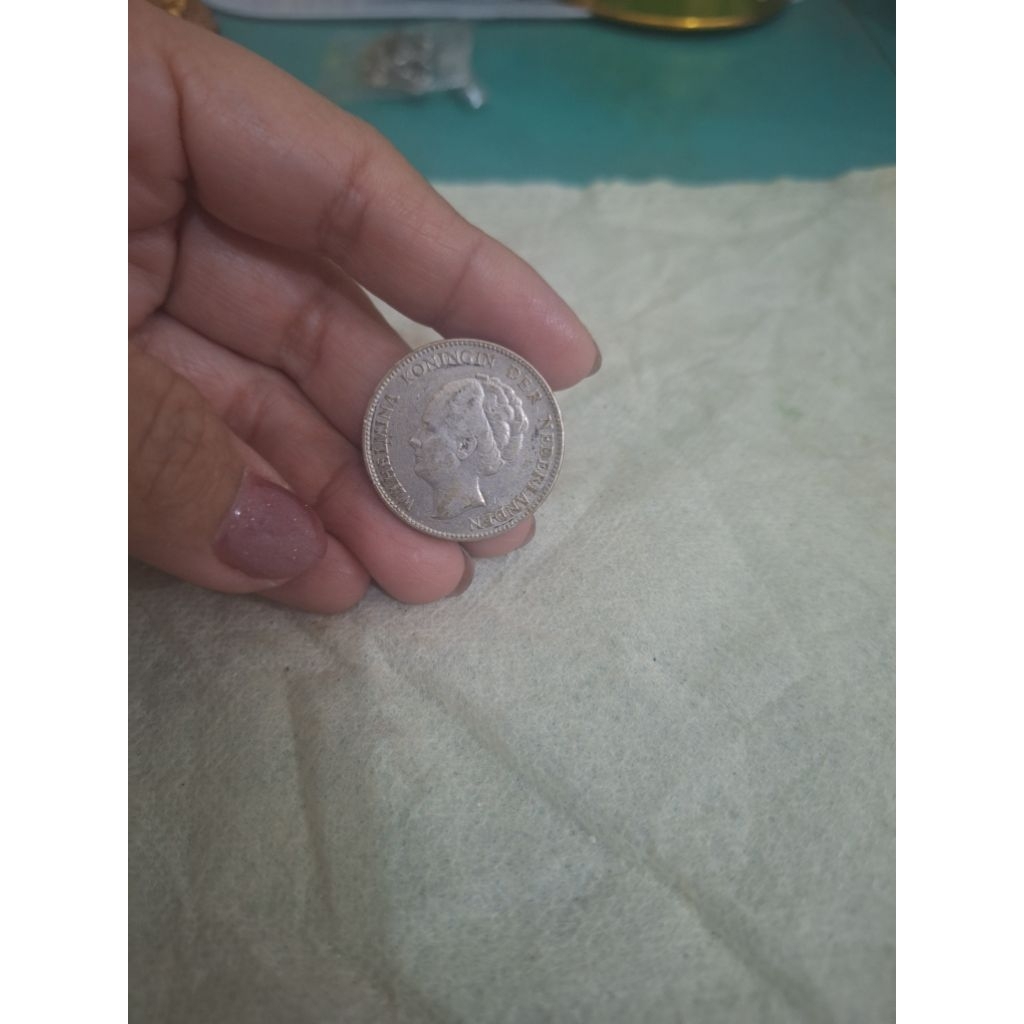 Koin 10 cent dubbeltje Koin asli dari belanda koin tahun 1929  Limited edition Barang terawat Pemaka