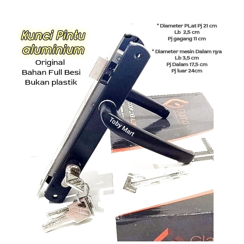 Glatino - Gagang Pintu 1 set kunci Handle Pintu aluminium