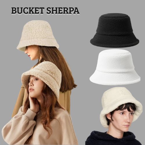 Topi Bucket Hat Wanita Sherpa bulu Polos Fashion Gaya Jepang Dan Korea Terbaru