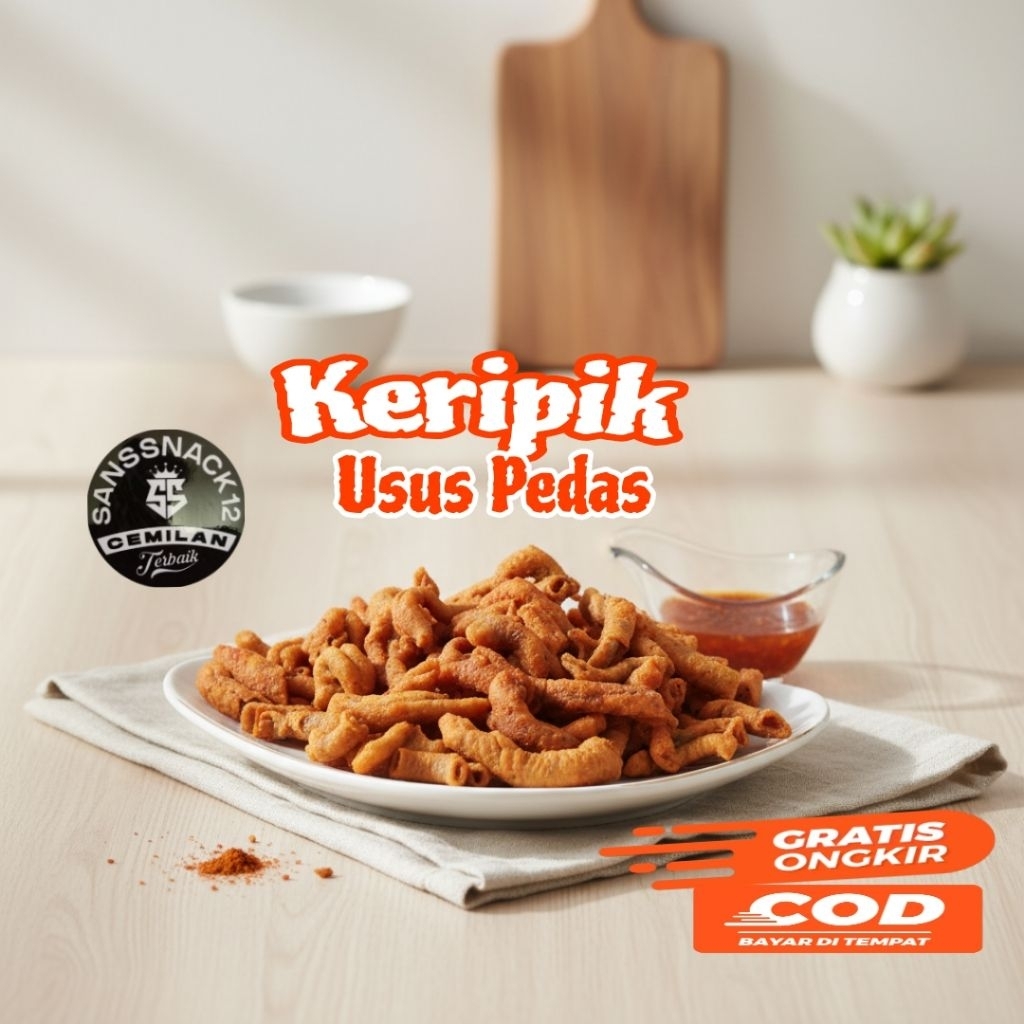 Keripik Usus Pedas Daun Jeruk / Kripik Usus Pedas