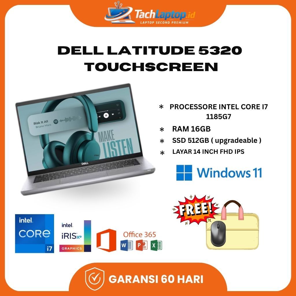 DELL LATITUDE 5320 INTEL I7-1185G7 INTEL IRIS XE RAM 16GB SSD 512GB
