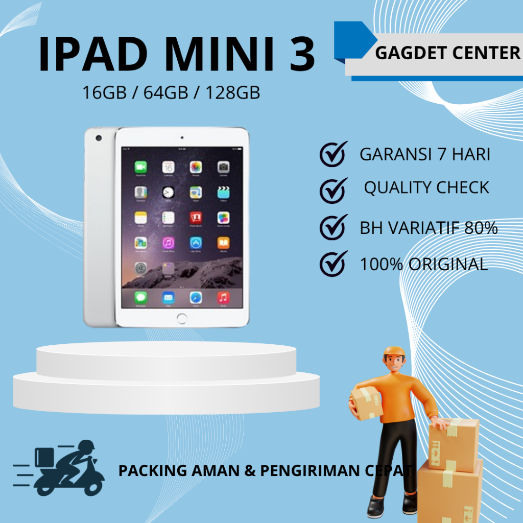 Ipad Mini 3 16GB 64GB SECOND ORIGINAL WIFI ONLY | GADGET CENTER