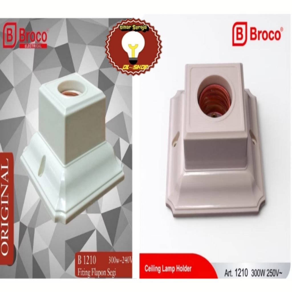 BROCO Fitting Plafon Segi Broco / Fitting Lampu Broco