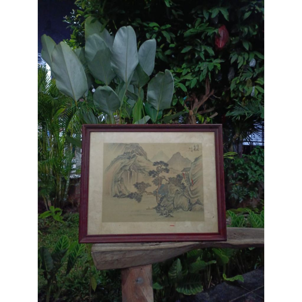 Lukisan Bingkai China Gunung & Air