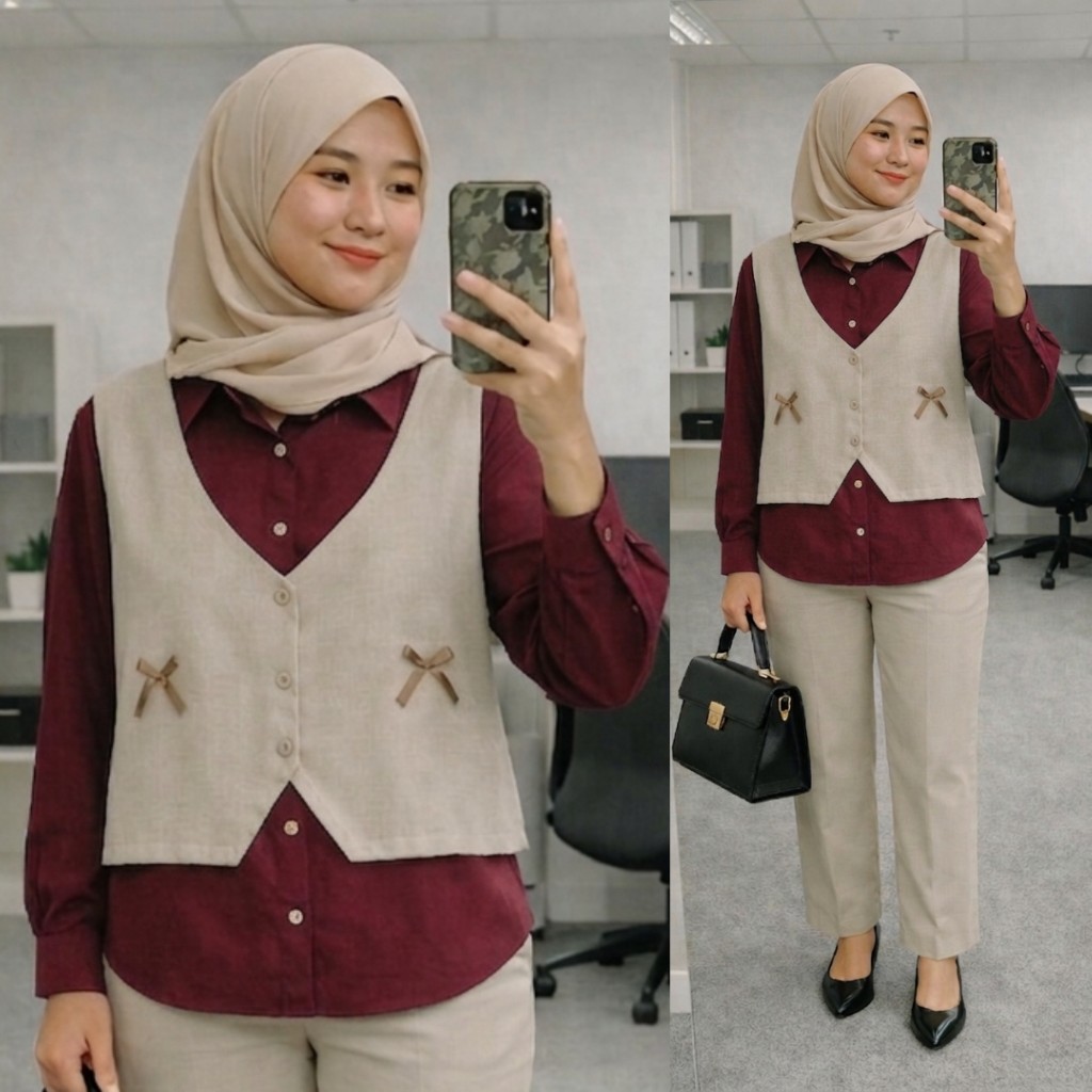 Kemeja Wanita Vest Pita Terbaru Model Korean Style