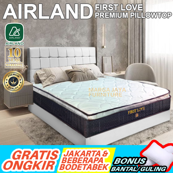 SET Divan + Sandaran Kasur AIRLAND FIRST LOVE Pillow Top Springbed Tebal 30 cm ORIGINAL 120x200 160x