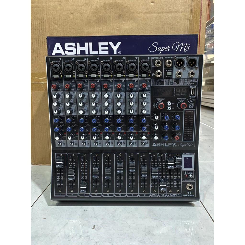 Mixer Audio Ashley Super M8 Original 8 Chanel 8Ch USB Bluetooth PC Soundcard with Equalizer Efek Dig