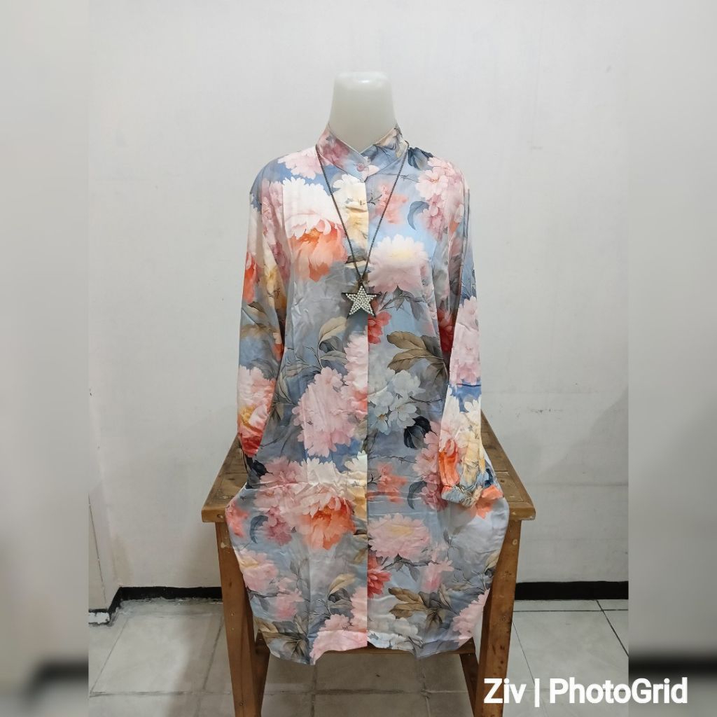 TUNIK WANITA MOTIF BUNGA KATUN RAYON T1626