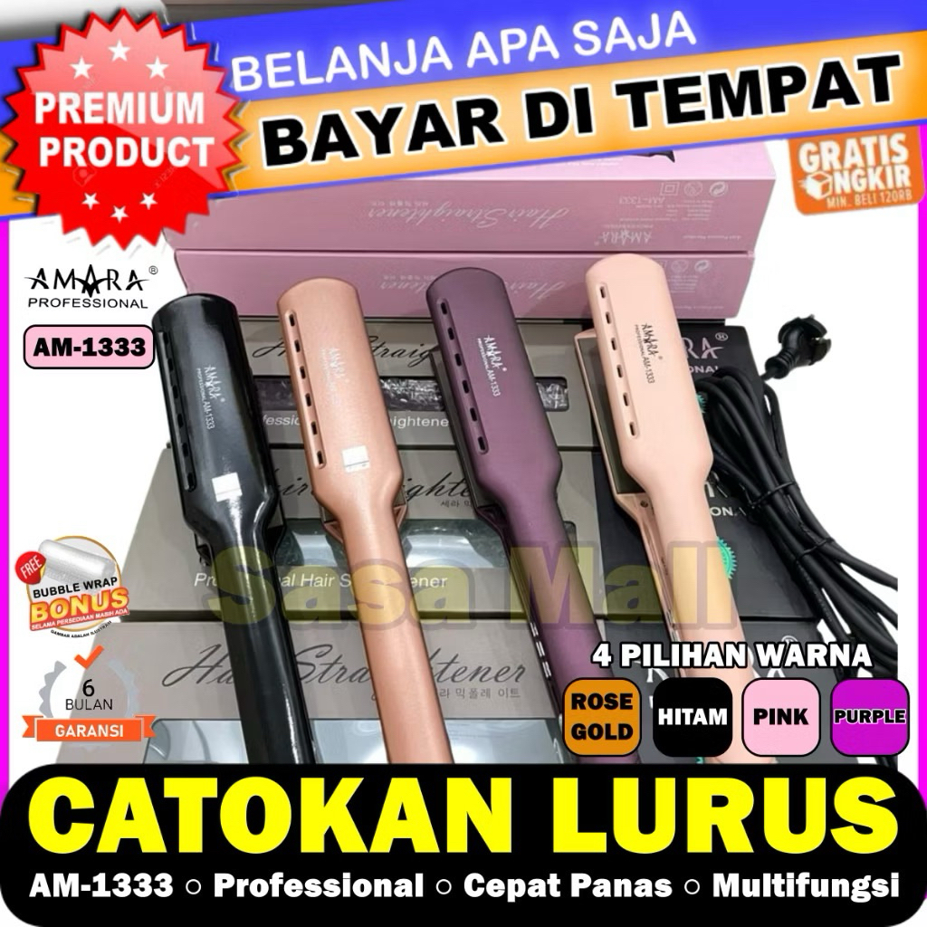 Catokan Rambut AMARA 1333 Catok Pelurus Rambut Plat Lebar Original