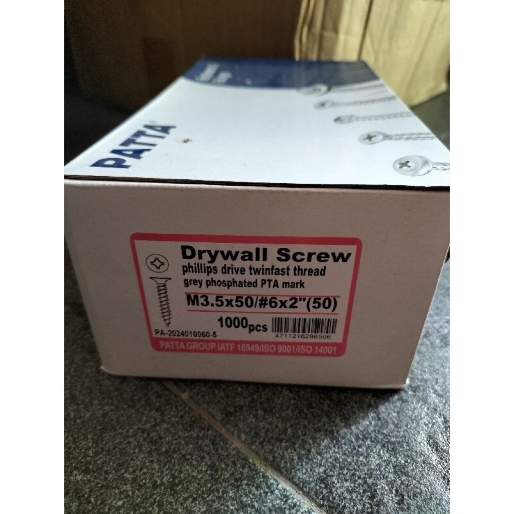 1 box (1000pcs) Sekrup Gypsum PTA / Sekrup Hitam 2 inch (5cm) / Sekrup Gypsum Baja Drywall