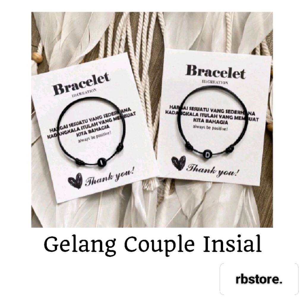 (COD)Gelang Tali Korea Couple Inisial Huruf Bulat