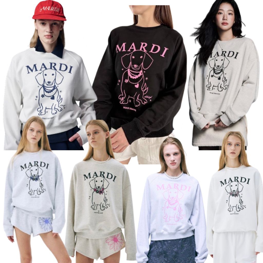 Crewneck Sweater Mardi Marcedi DJANJII SWING THE TAILS LOGO FLOWERMARDI SWEATSHIRT KOREAN STYLE MULT