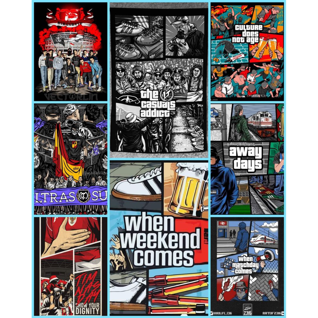 Poster CASUAL All In Part 1 Ukuran A4 Paket Walpaper Awaydays Hooligans Ultras