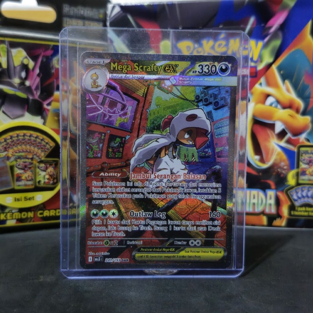 Mega Scrafty EX 241/193 SAR indonesia - Pokemon Card Original