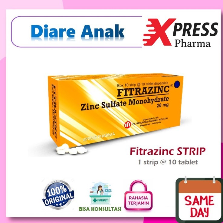 XPRESS ! STRIP FITRAZINC isi 10 tablet Fitrazink Fitra Zinc Sulfate Sulfat VitraZink Vitrazinc Fitra