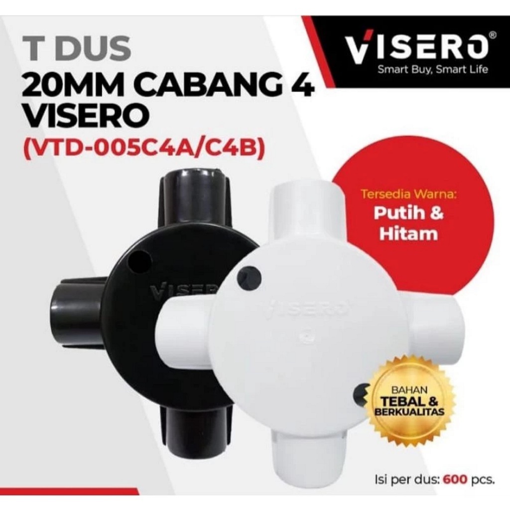 T Dus Visero 3 cabang & 4 Cabang Putih dan Hitam