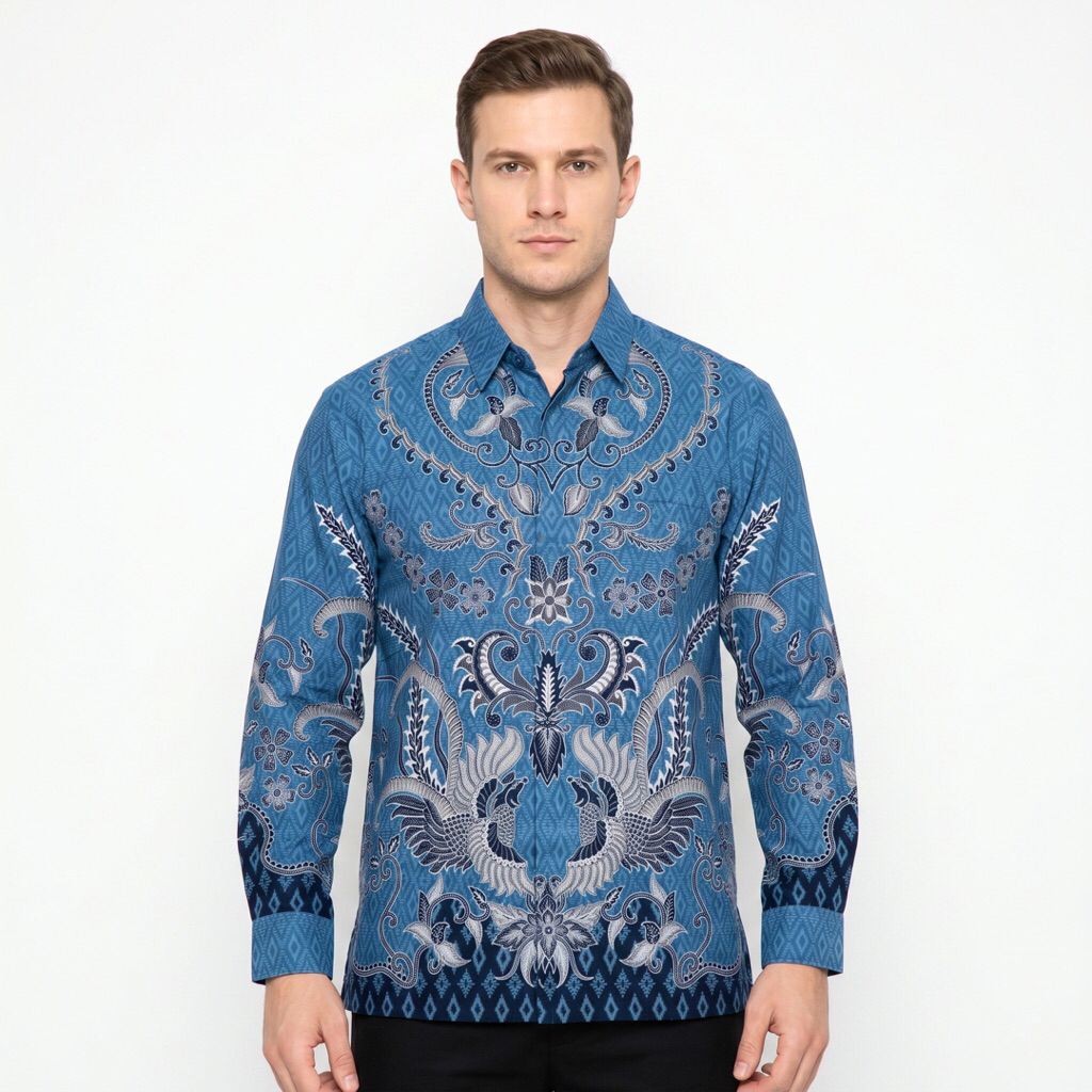 |Magnus| Kemeja Batik Pria Lengan Panjang Bahan katun 40s Motif Burung Merpati Lapis Furing Arrow Wa