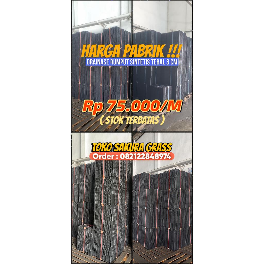 DRAINASE RUMPUT SINTETIS - ALAS LAPISAN RUMPUT SINTETIS 1 X 1 METER TERMURAH TEBAL 3 CM