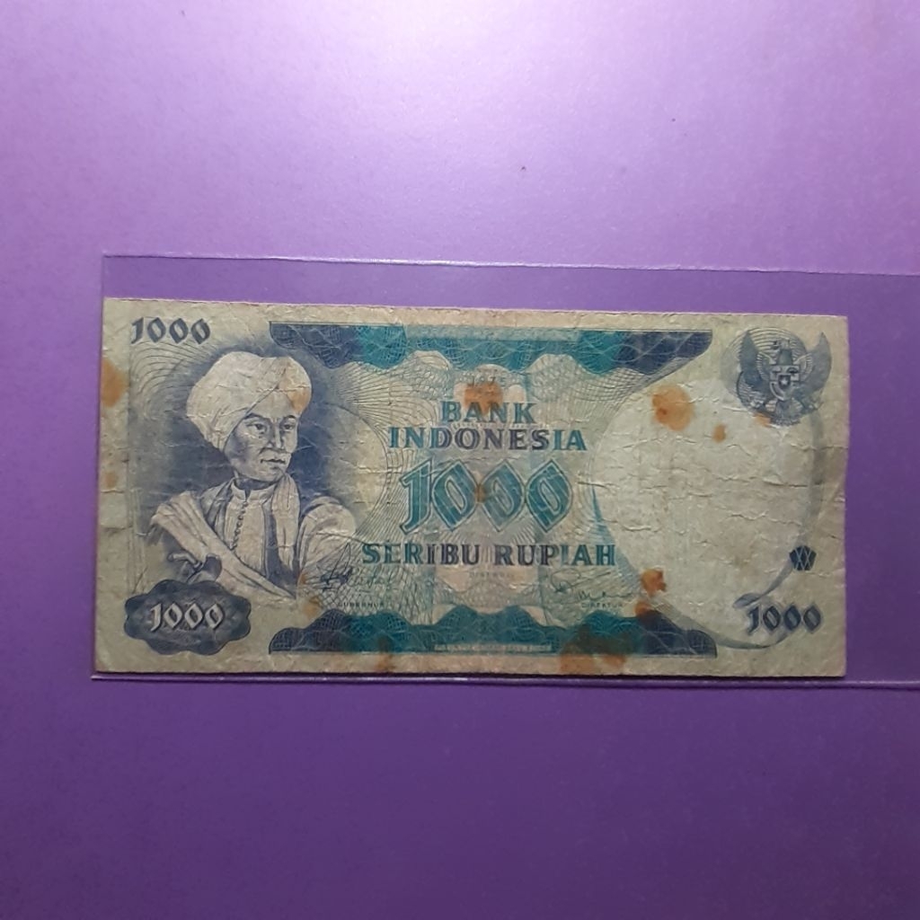 Uang kuno 1000 rupiah diponegoro tahun 1975
