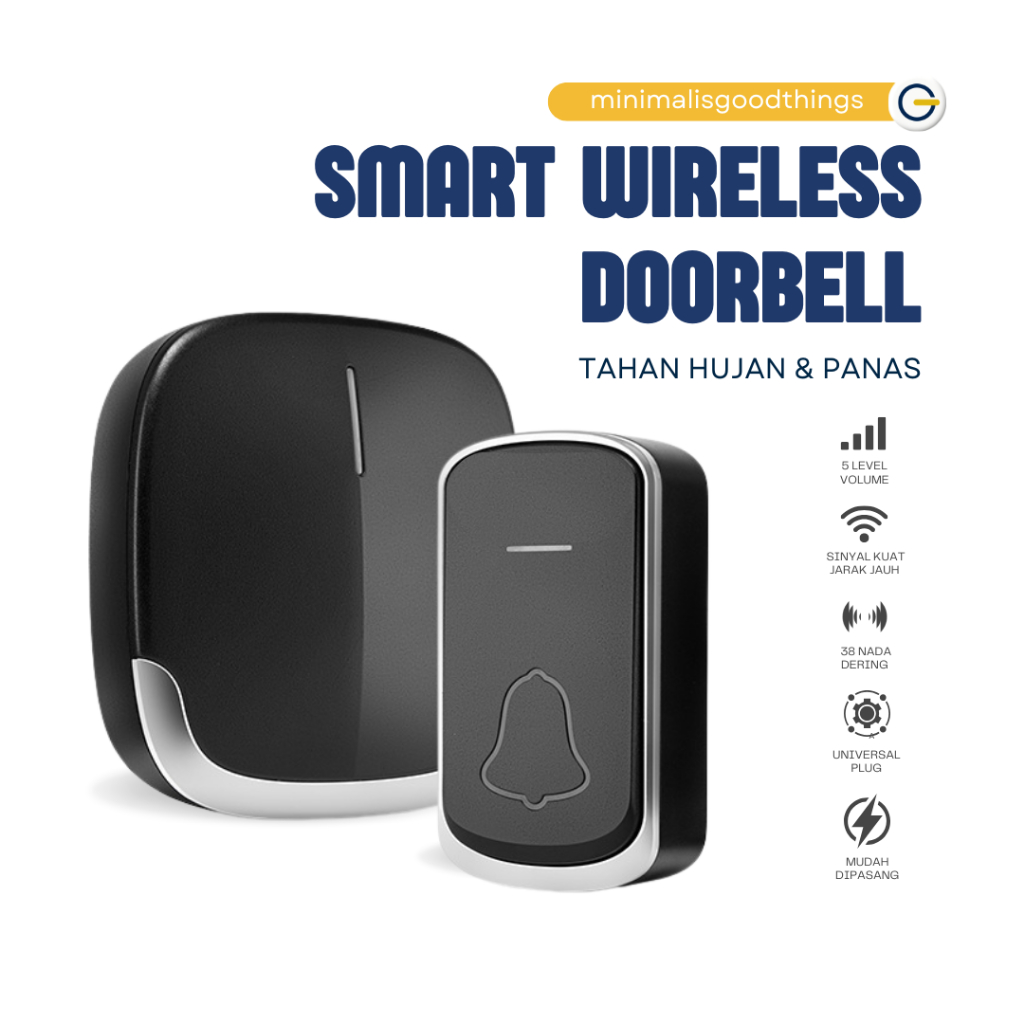 MGT | Bel Rumah Pintu Wireless Listrik Otomatis Tahan Air Waterproof Outdoor Awet Nyaring