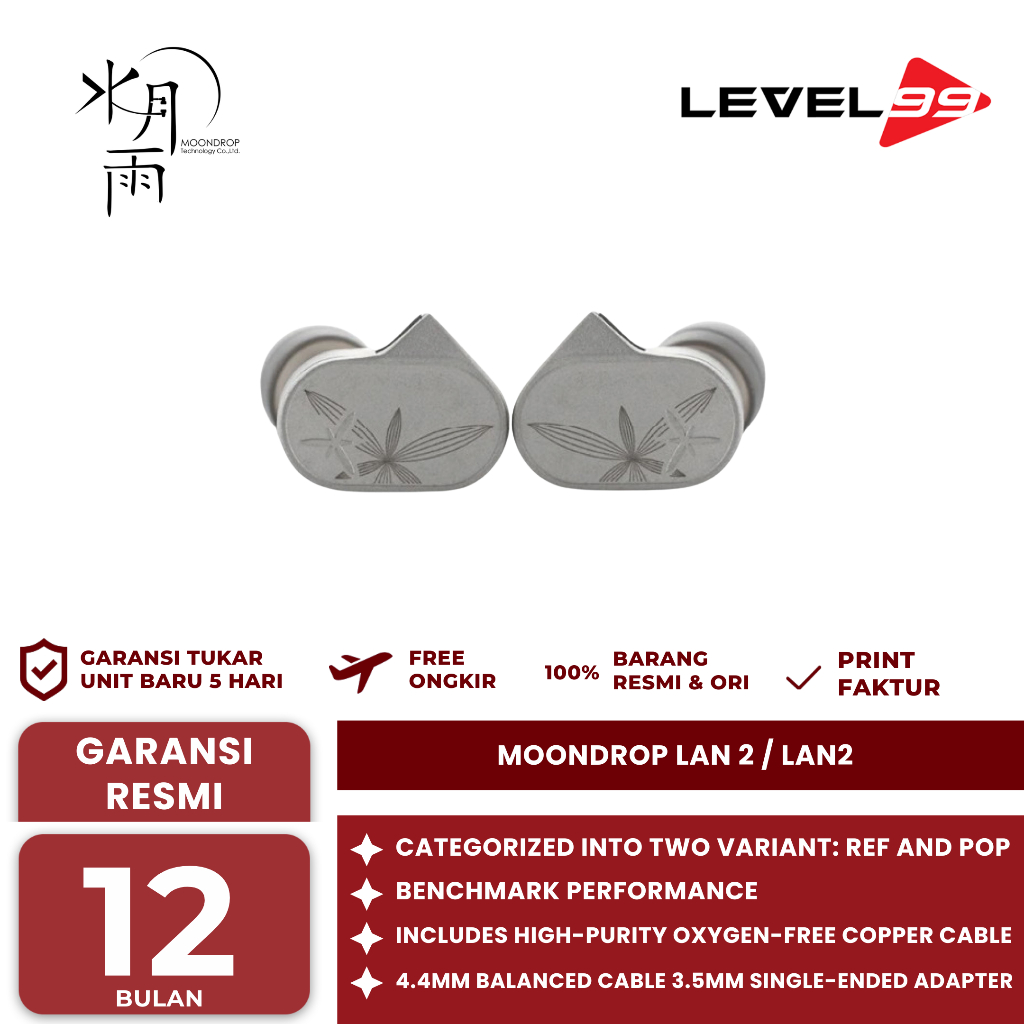 Moondrop LAN 2 / LAN2 / LAN II 10mm Dynamic Driver In Ear Monitor Earphone - Earphone MOONDROP LAN 2