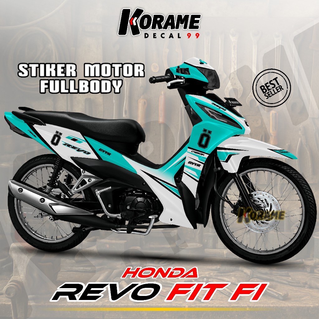 Decal Revo Fit fi - Stiker Motor Fullbody Honda Revo Fit FI Motif Biru Muda Putih Hitam