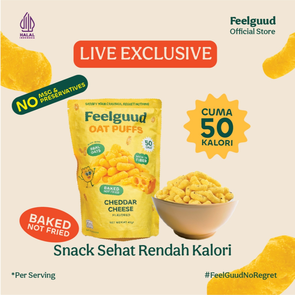 [LIVE EXCLUSIVE] Feelguud Snack Sehat - Keju Cheddar, Rumput Laut & Jagung, Black Truffle - Rendah K