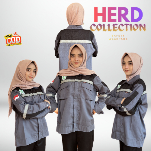 [COD] Wearpack Safety Baju seragam kerja Proyek panjang Pria Wanita Atasan Warna Abu Kombinasi Hitam