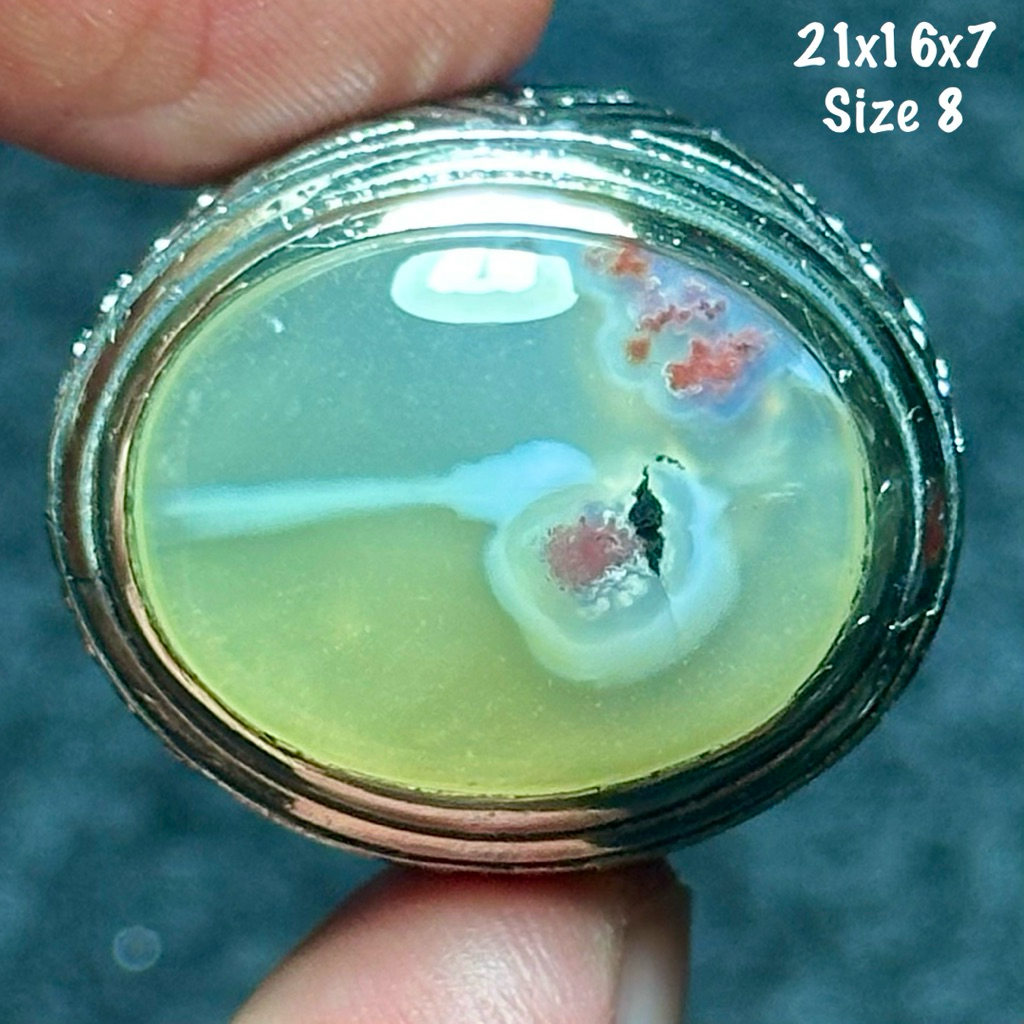 Cincin Batu Akik Natural Baturaja Sodo Lanang mr. P Kristal (asli alam)