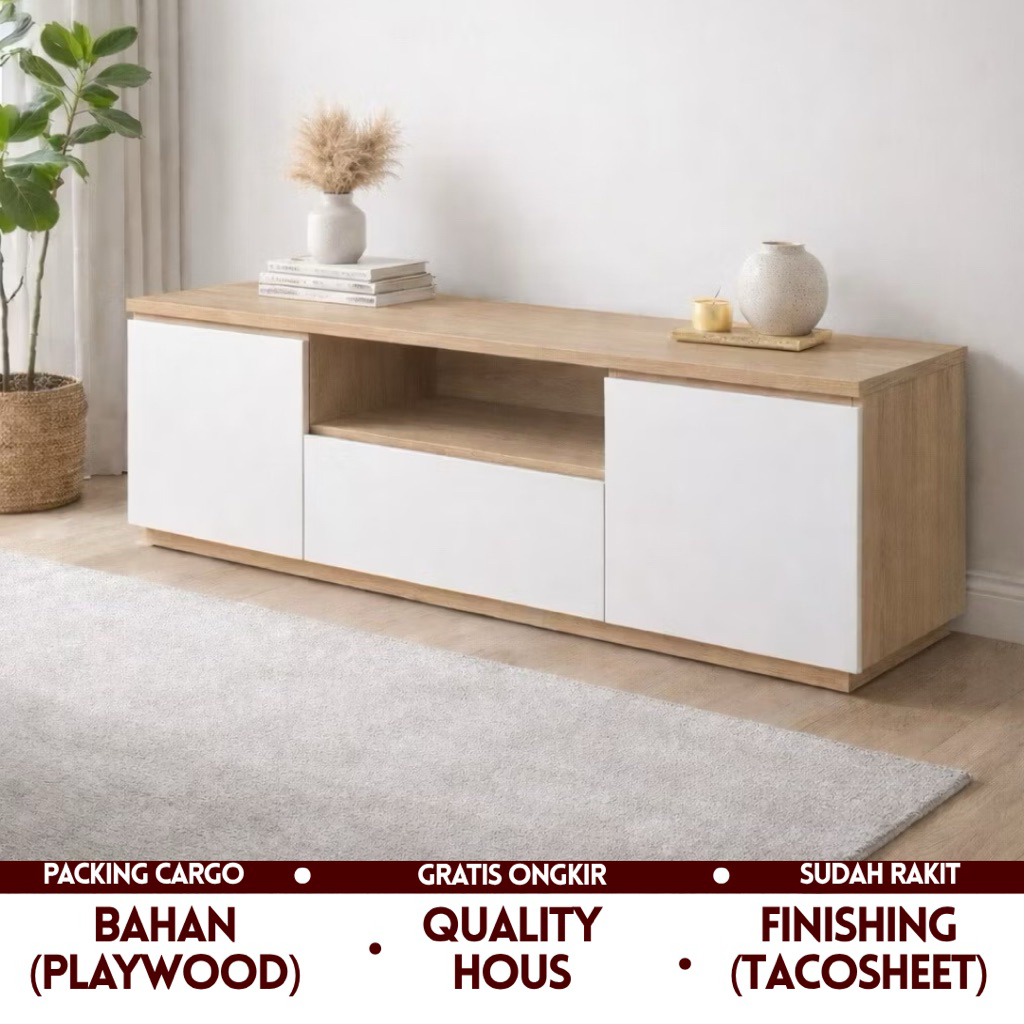 Meja TV Minimalis Modern Buffet TV Plywood Tahan Air dan Jamur