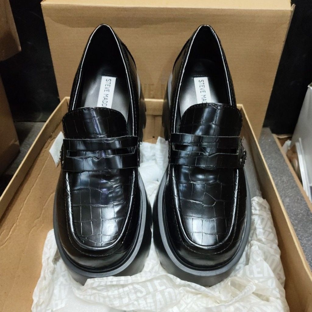 STEVE MADDEN MADLOVE CROCO BLACK HITAM 8 38.5 24.5CM ORIGINAL AUTHENTIC OFFICIAL STORE SALE MURAH BA
