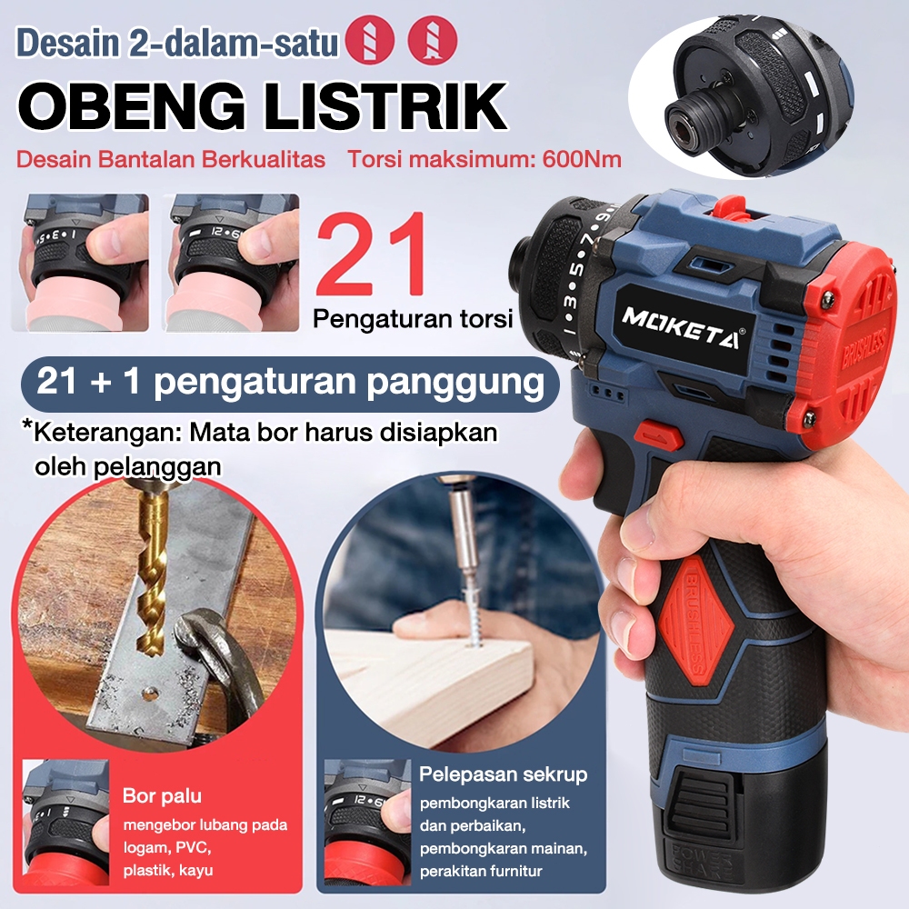 Mesin Bor listrik tanpa sikat Cordless Bor Baterai Bor Listrikl Tangan Dengan