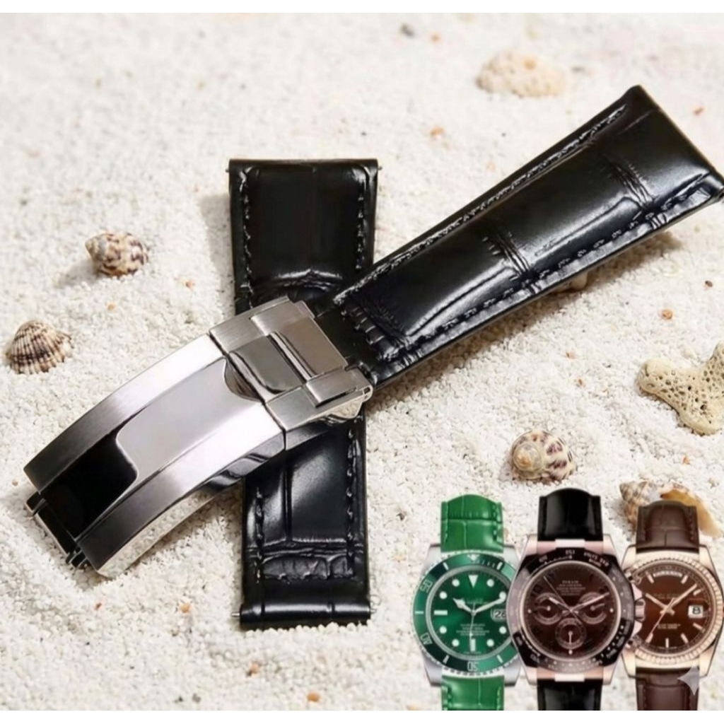TALI JAM TANGAN ROLEX KULIT STRAP AKSESORIS BAND ROLEX SUBMARINER YATCH MASTER DAYTONA GMT GENUINE L