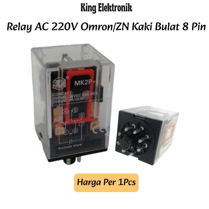 Relay AC 220V Omron/ZN Kaki Bulat 8 Pin