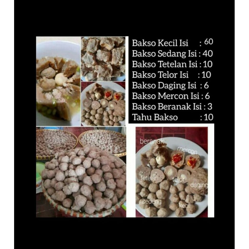 promo bakso daging sapi (kecil,sedang,tetelan,isitelor,mercon,beranak,daging,tahu bakso) cuma 20rb
