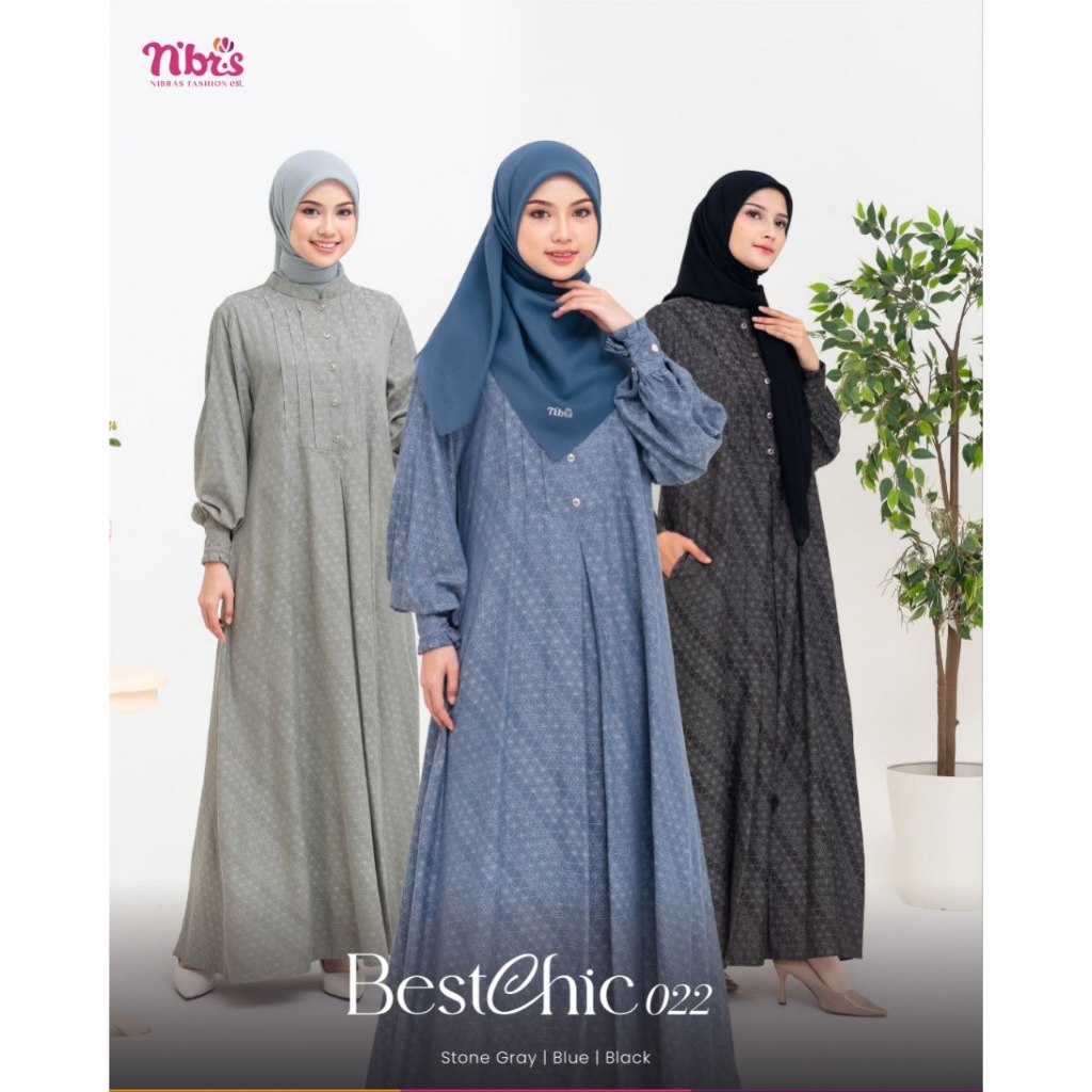 Nibras Gamis Bestchic 022 Fashion Muslimah Dress Motif Jaquard Busui Friendly