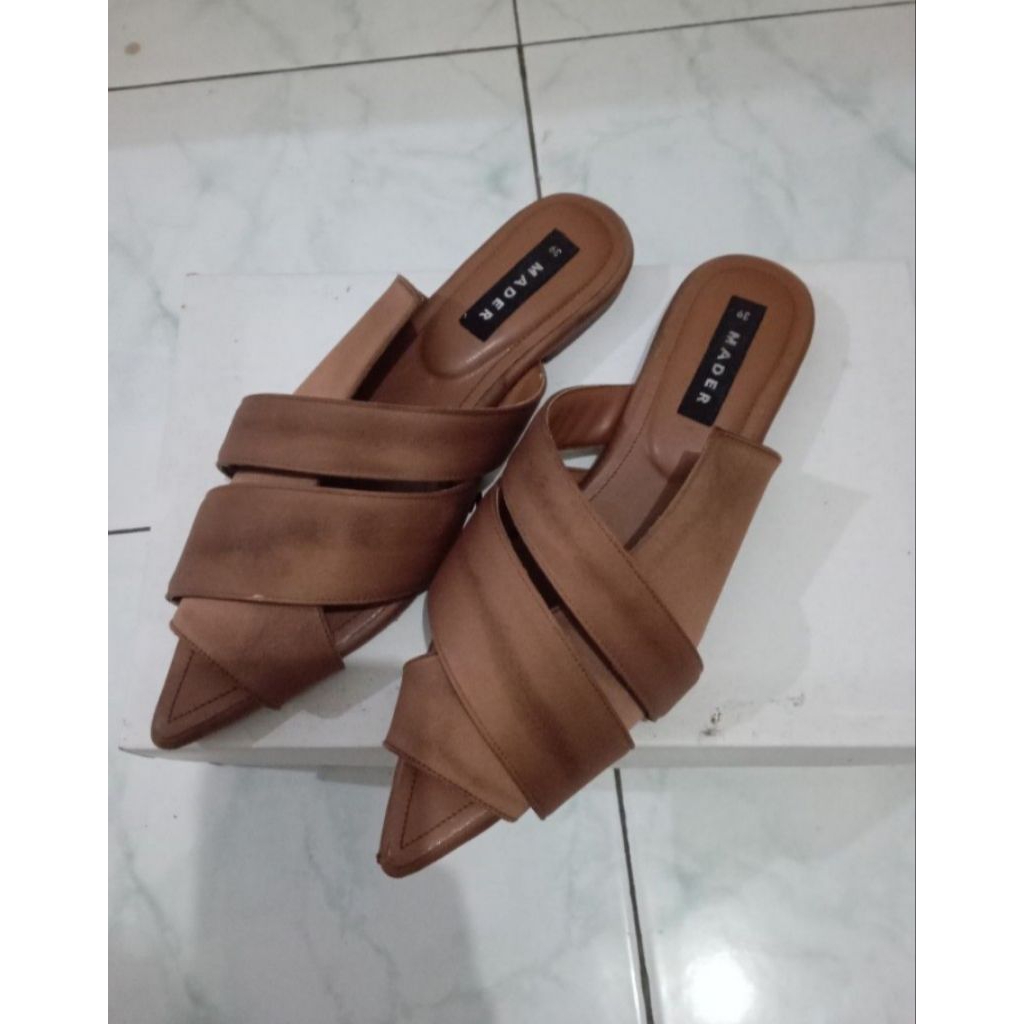Preloved Mader Satin Mules in Bronze