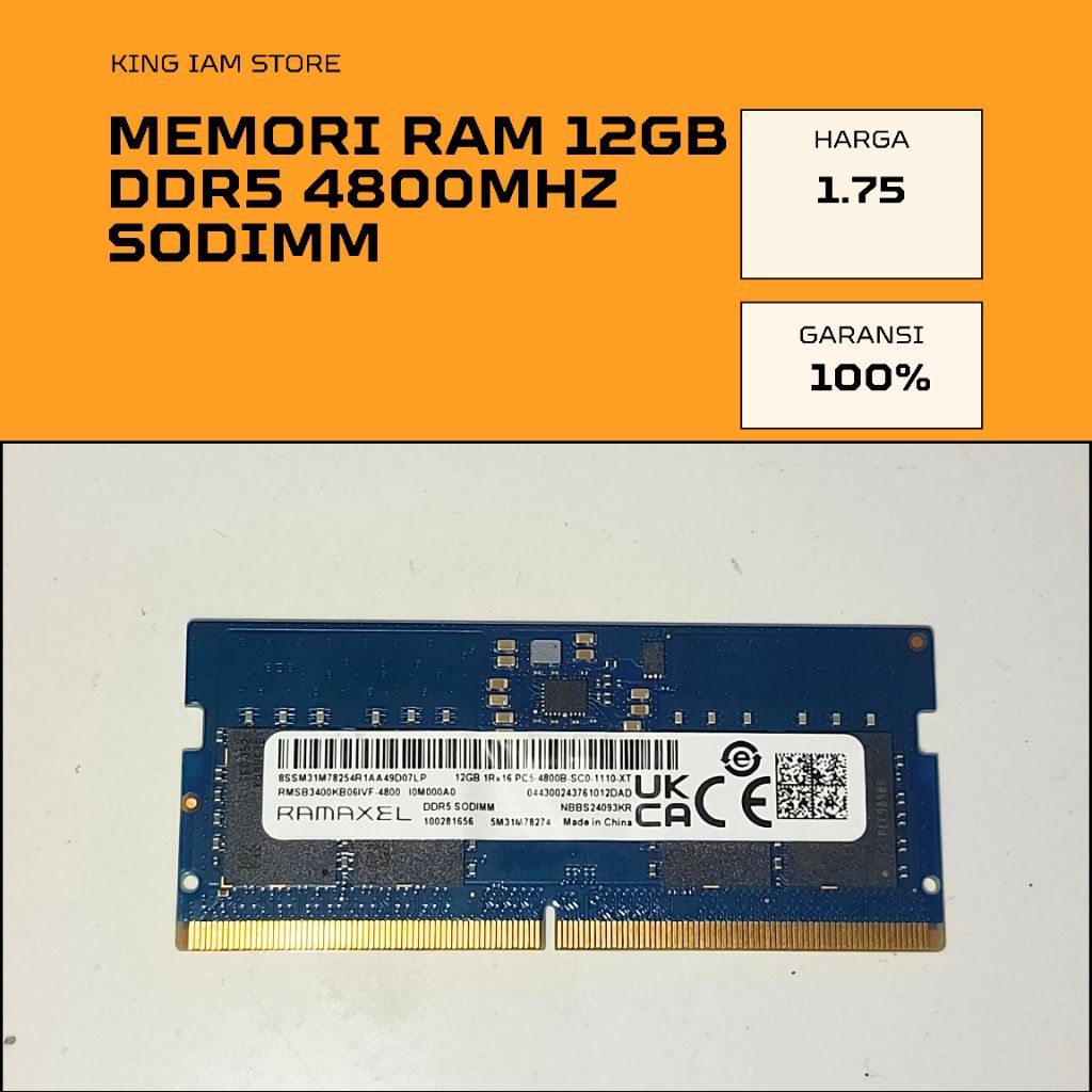 MEMORI RAM 12GB DDR5 SODIMM 4800MHz