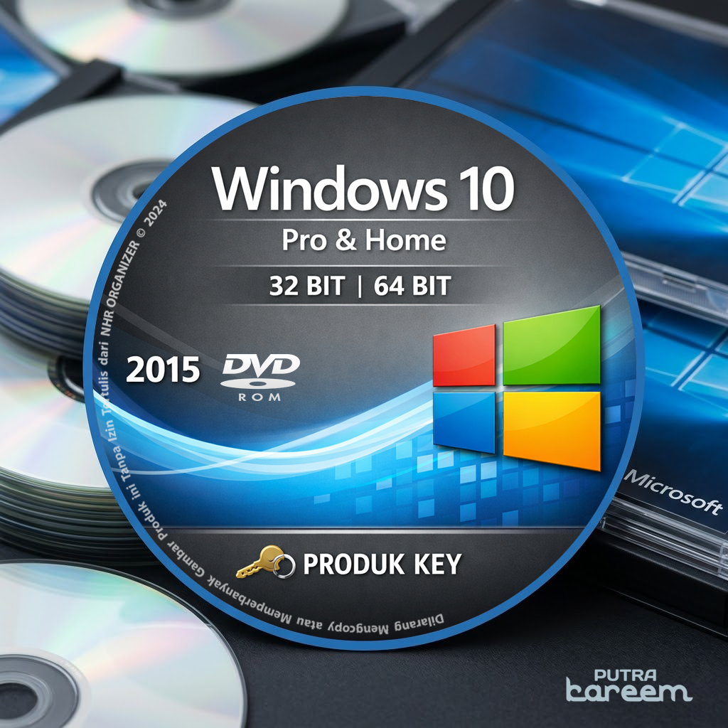 DVD Windows® 10 Pro + Home 2015 32 Bit 64 Bit Produk Key Lisensi