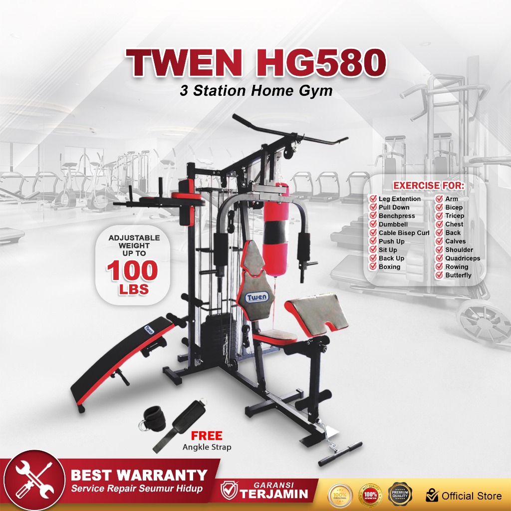 Home Gym Twen HG580 Homegym 3 Sisi Alat Olahraga Alat Gym Set Alat Fitnes