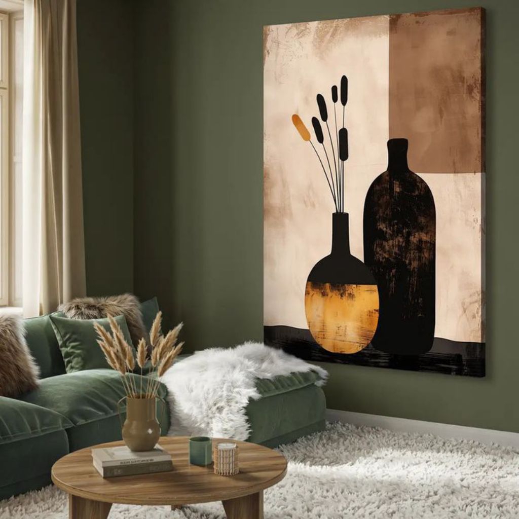 Lukisan Guci Abstrak Modern Art Aesthetic Hiasan Ruang Tamu