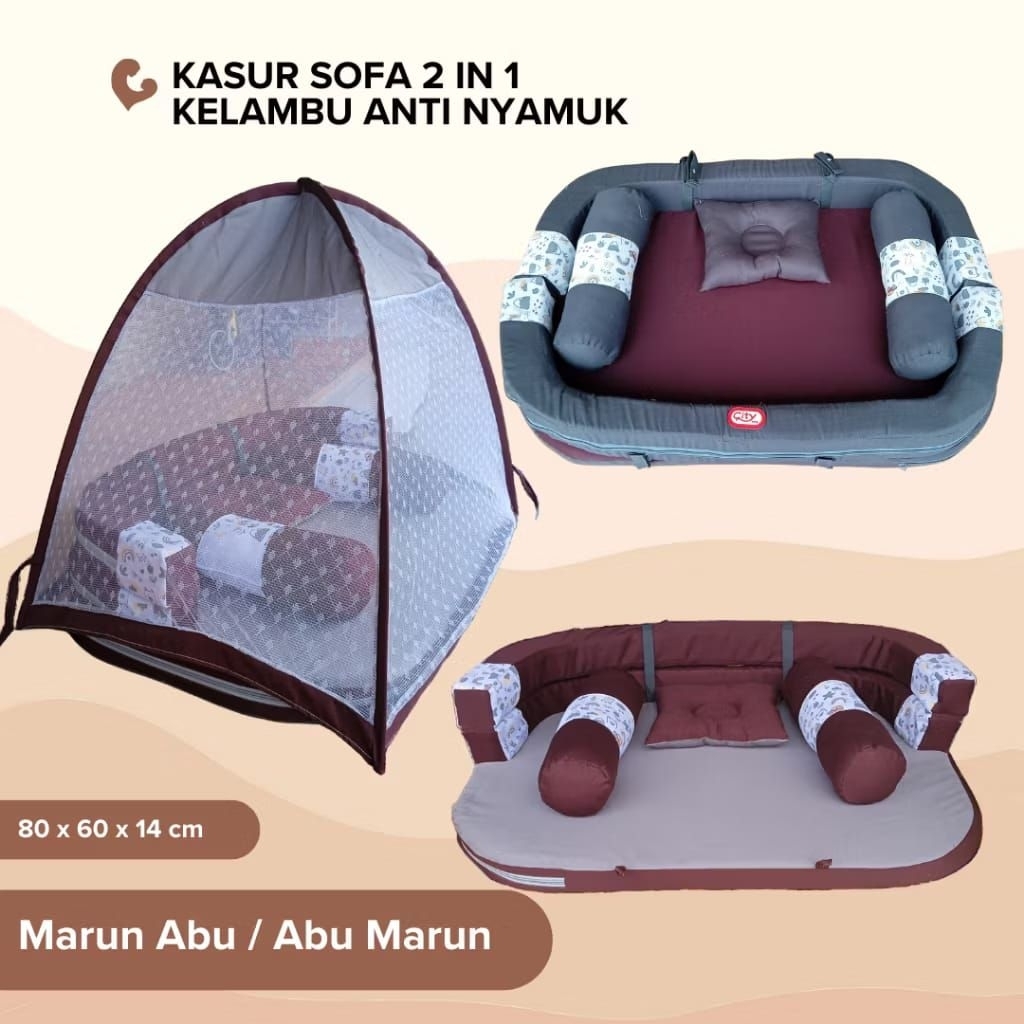 kasur bayi sopa lipat satu set kelambu+badecaper geratis tas mika