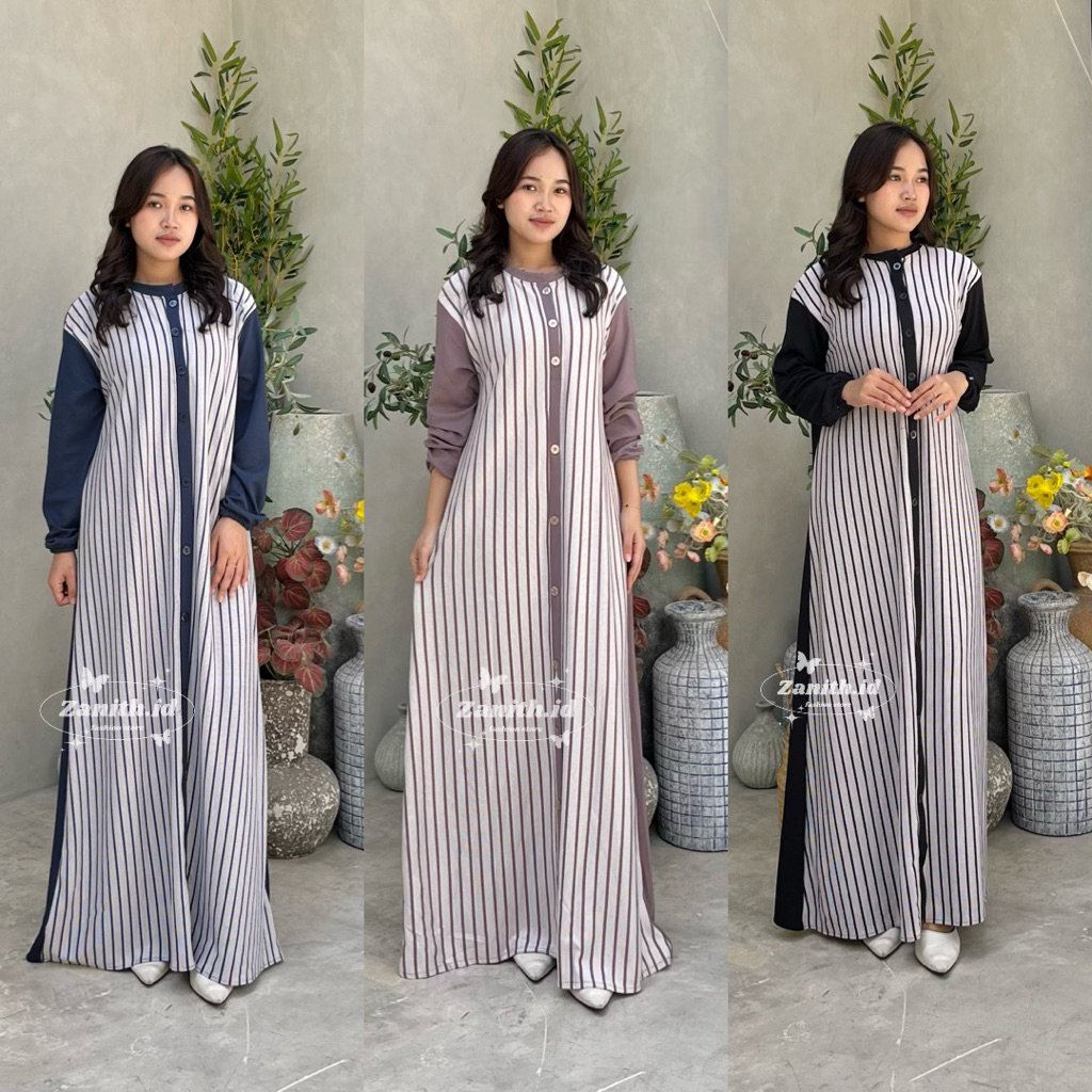 Zeina Gamis kancing wanita kekinian simple dan elegan_harga termurah