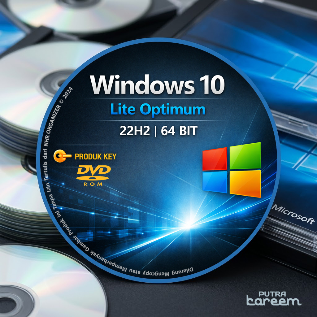 DVD Windows® 10 Pro X-Lite Super Lite Optimum 2025 64 Bit Produk Key Lisensi