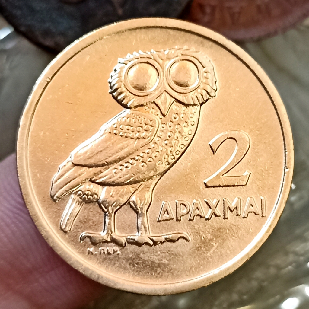 Koin Kuno Yunani 2 Drachmai Regime of the Colonels Tahun 1973