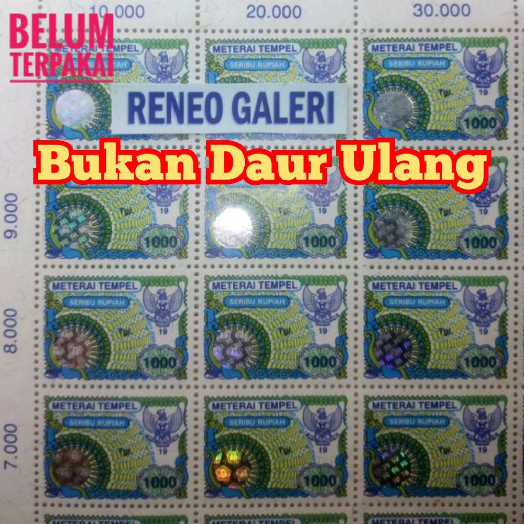 Mint/Baru Asli Meterai 1000 Rupiah tahun 1995 1996 1997 1998 1999 Materai tempel matrai Rp 1.000 pra