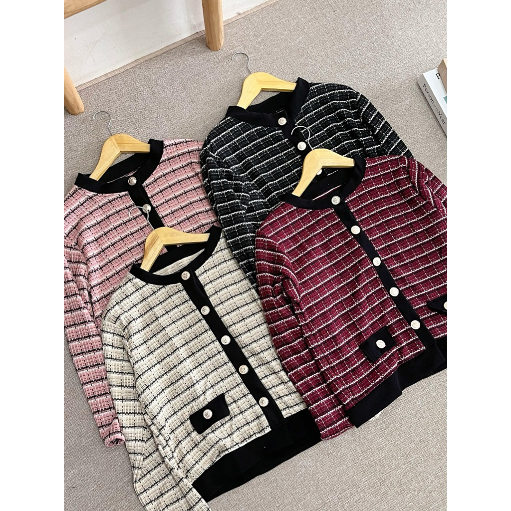 BLAZER STRIPE HITAM MARON PINK CREAM 2388-2390 2365 2366 2367 2368