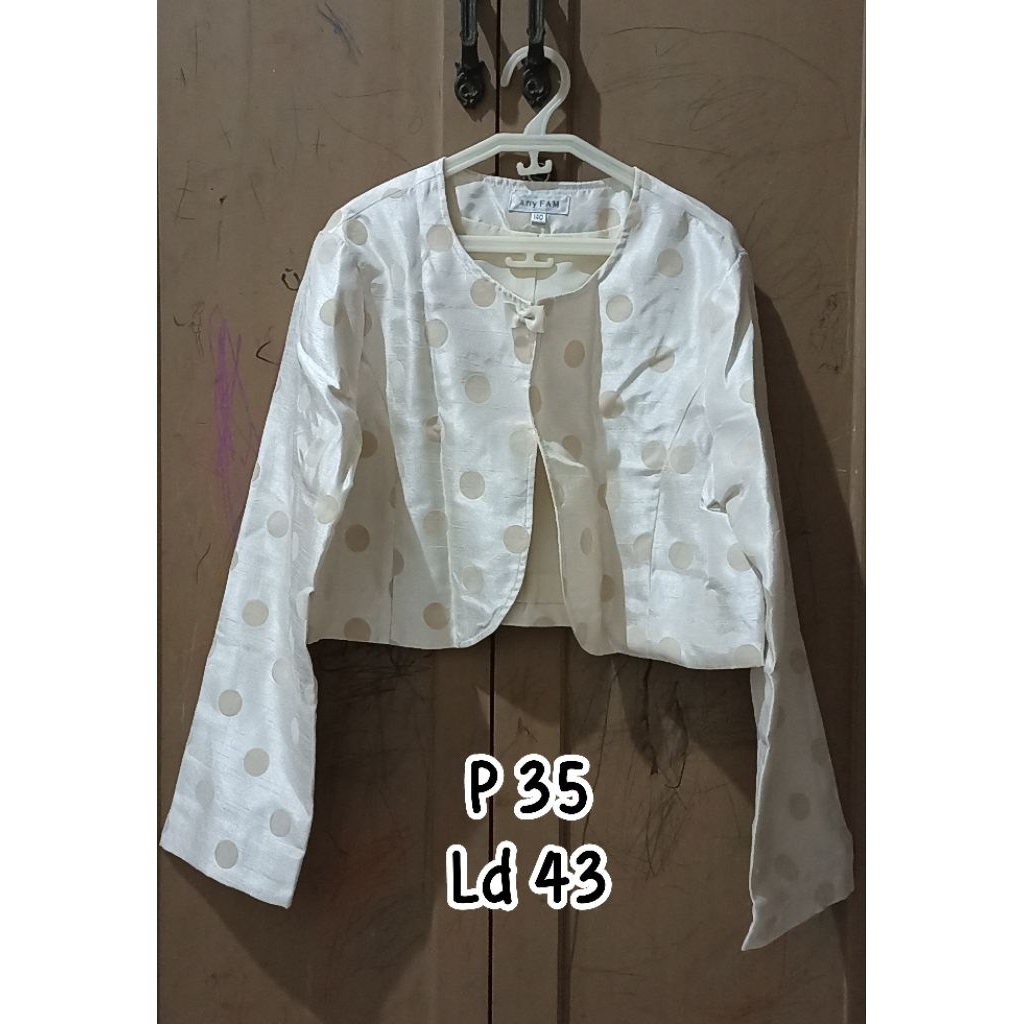 PL - blazer polkadot anak tanggung perempuan 9-10 tahun polka gold luaran outter formal atasan